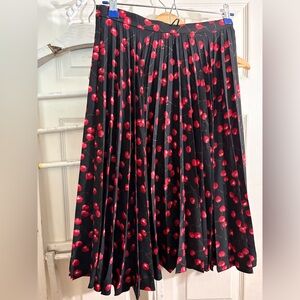 J. Crew Black Skirt with Red Cherry Print